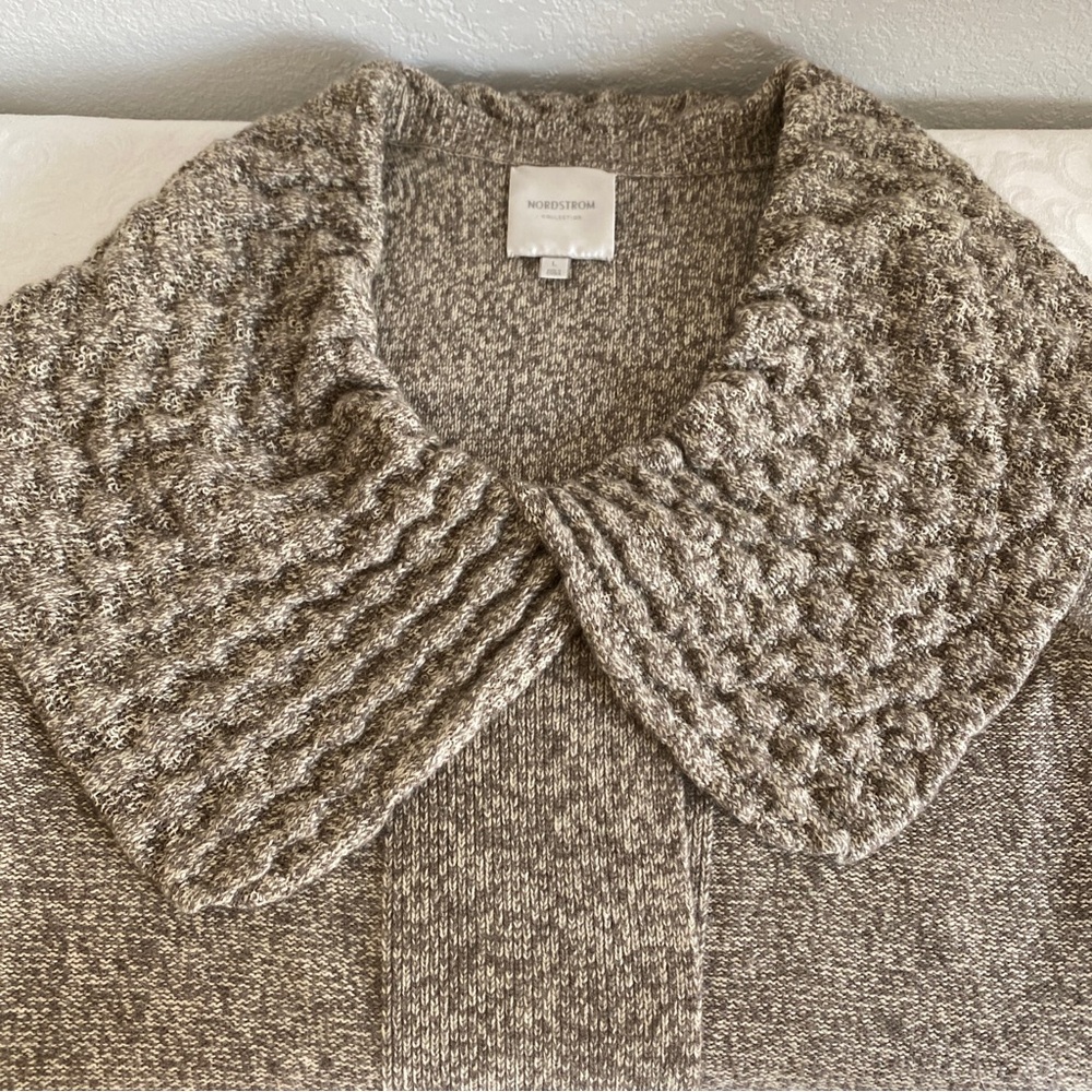 Nordstrom Tan cashmere Sweater with Textured Collar - Picture 10 of 11